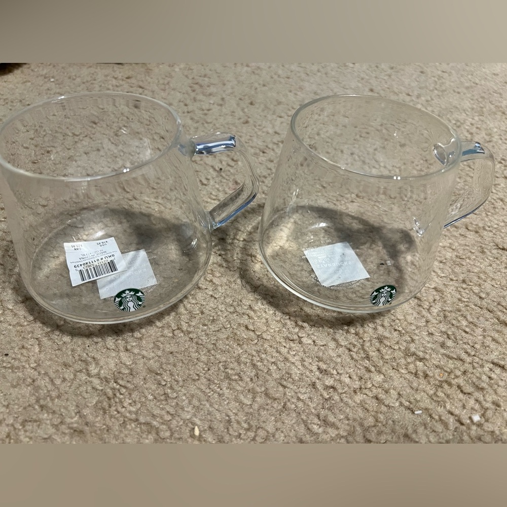 Lot of 2 Starbucks glass mugs